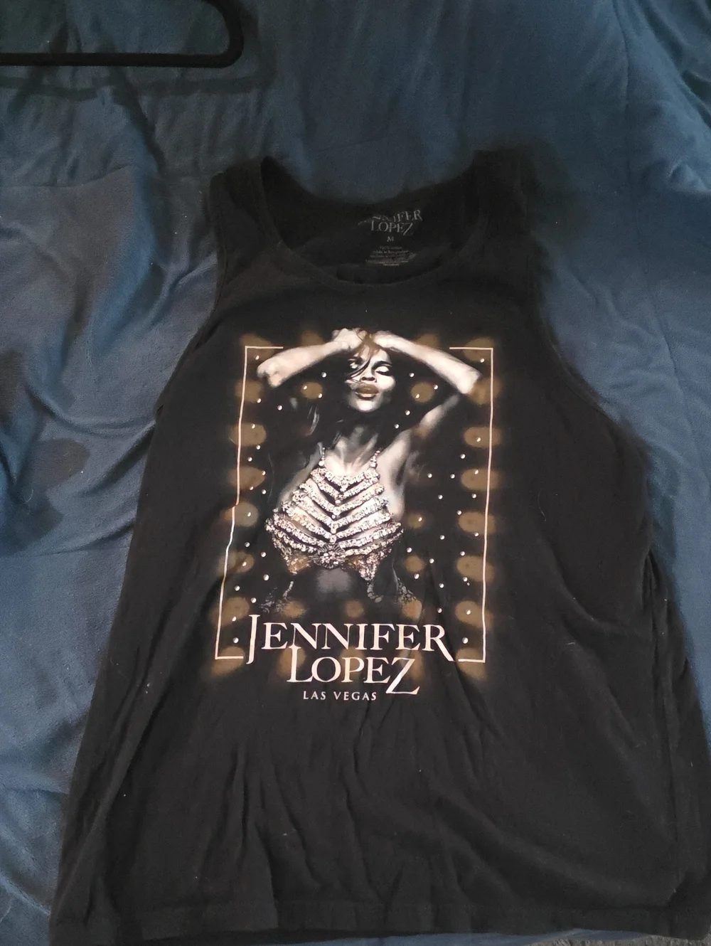Jennifer Lopez Black Graphic Tank with Gold Accent Print - Picture 1 of 3